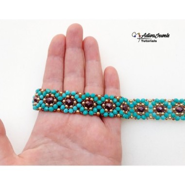 Beaded Floral Bracelet Pattern, Beginner Beading Project, Beadwork Jewelry step by Step, "Camy" PDF Tutorial