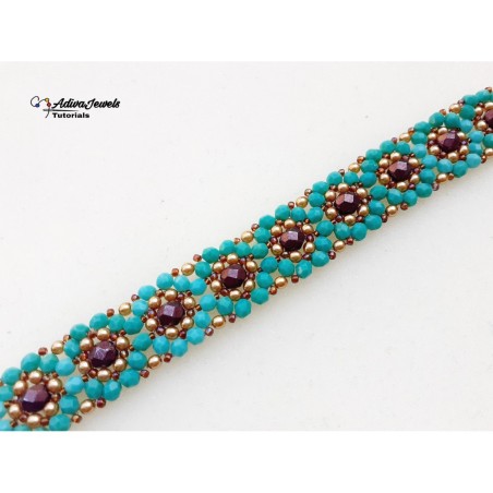 Beaded Floral Bracelet Pattern, Beginner Beading Project, Beadwork Jewelry step by Step, "Camy" PDF Tutorial