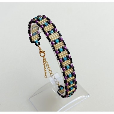 Bracelet Making Tutorial: Beading with Bugle Beads, Seed Beads, and Fire-Polished Beads, "Grace" PDF Beadwork Pattern