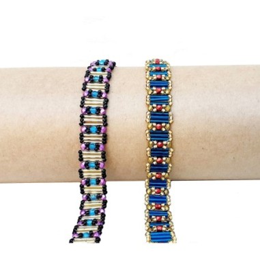 Bracelet Making Tutorial: Beading with Bugle Beads, Seed Beads, and Fire-Polished Beads, "Grace" PDF Beadwork Pattern