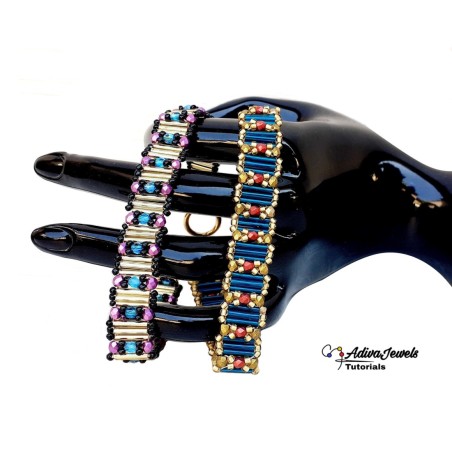 Bracelet Making Tutorial: Beading with Bugle Beads, Seed Beads, and Fire-Polished Beads, "Grace" PDF Beadwork Pattern