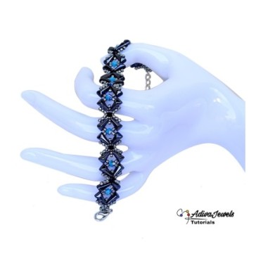 Bracelet Tutorial with Crystals and Vexolo Beads, Beading Jewelry Pattern, "Gina" PDF Tutorial