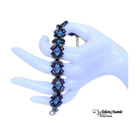 Bracelet Tutorial with Crystals and Vexolo Beads, Beading Jewelry Pattern, "Gina" PDF Tutorial