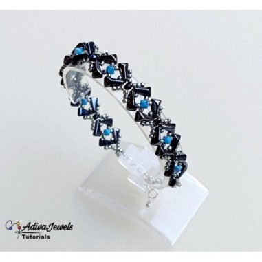 Bracelet Tutorial with Crystals and Vexolo Beads, Beading Jewelry Pattern, "Gina" PDF Tutorial