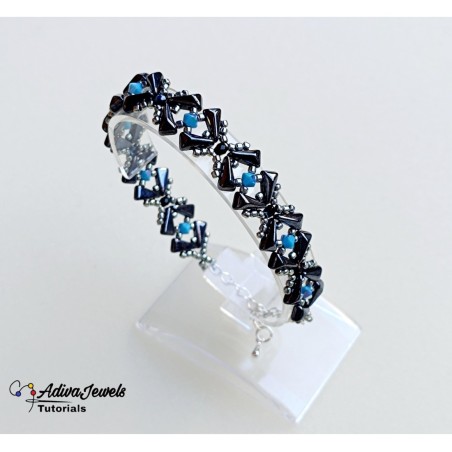 Bracelet Tutorial with Crystals and Vexolo Beads, Beading Jewelry Pattern, "Gina" PDF Tutorial