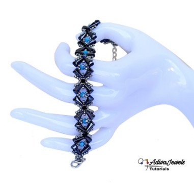 Bracelet Tutorial with Crystals and Vexolo Beads, Beading Jewelry Pattern, "Gina" PDF Tutorial
