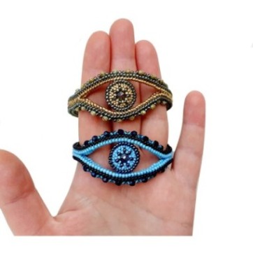 Seed Beads Tutorial, Centerpiece Bracelet Design, "Evil Eye" PDF Beading Pattern