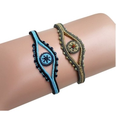 Seed Beads Tutorial, Centerpiece Bracelet Design, "Evil Eye" PDF Beading Pattern