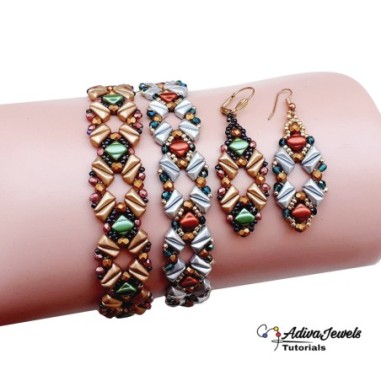 Beadwork Tutorial : Create a Gorgeous Jewelry set, "Venus" Bracelet and Earrings Pattern