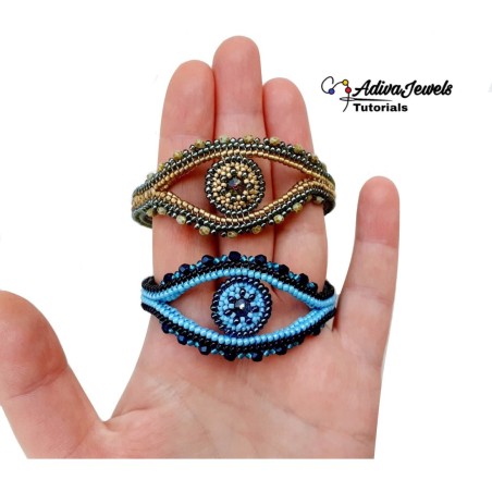 Seed Beads Tutorial, Centerpiece Bracelet Design, "Evil Eye" PDF Beading Pattern