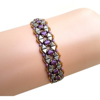 Beaded Bracelet Design with Czech Beads and Seed Beads, Beadwork Jewelry Tutorial, "Christine" PDF Bead Weaving Pattern