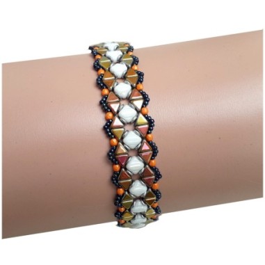 Beaded Bracelet Design with Czech Beads and Seed Beads, Beadwork Jewelry Tutorial, "Christine" PDF Bead Weaving Pattern