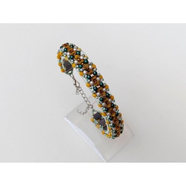 DIY Beaded Bracelet Tutorial with Crystals and Pearls, Beadwork Project, "Selena" PDF Bead Weaving Pattern