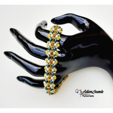 DIY Beaded Bracelet Tutorial with Crystals and Pearls, Beadwork Project, "Selena" PDF Bead Weaving Pattern