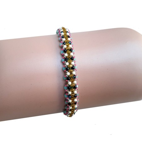 DIY Beaded Bracelet Tutorial with Crystals and Pearls, Beadwork Project, "Selena" PDF Bead Weaving Pattern