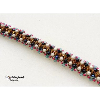 DIY Beaded Bracelet Tutorial with Crystals and Pearls, Beadwork Project, "Selena" PDF Bead Weaving Pattern