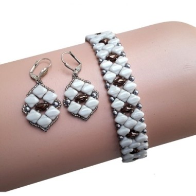 Pattern for Beaded Bracelet and Earrings, Beadwork Instructions, "Susan" PDF Beading Tutorial