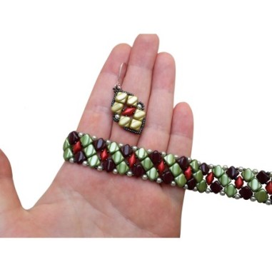 Pattern for Beaded Bracelet and Earrings, Beadwork Instructions, "Susan" PDF Beading Tutorial