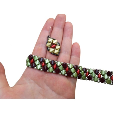 Pattern for Beaded Bracelet and Earrings, Beadwork Instructions, "Susan" PDF Beading Tutorial