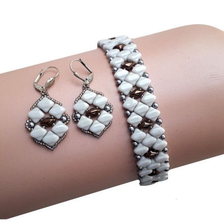 Pattern for Beaded Bracelet and Earrings, Beadwork Instructions, "Susan" PDF Beading Tutorial