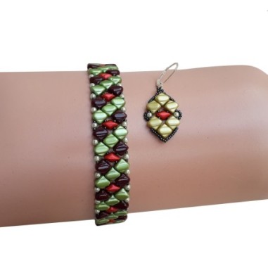 Pattern for Beaded Bracelet and Earrings, Beadwork Instructions, "Susan" PDF Beading Tutorial