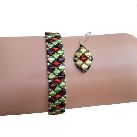 Pattern for Beaded Bracelet and Earrings, Beadwork Instructions, "Susan" PDF Beading Tutorial