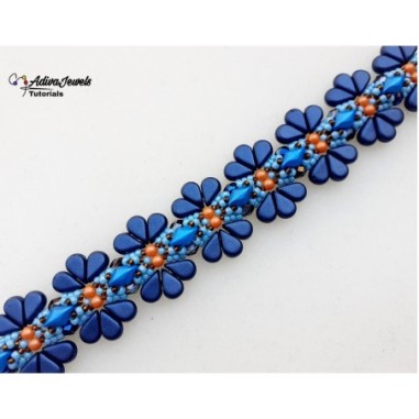 DIY Beadwork Tutorial for Bracelet, Jewelry Making PDF, "Fiona" Bead Weaving Pattern