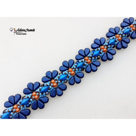 DIY Beadwork Tutorial for Bracelet, Jewelry Making PDF, "Fiona" Bead Weaving Pattern