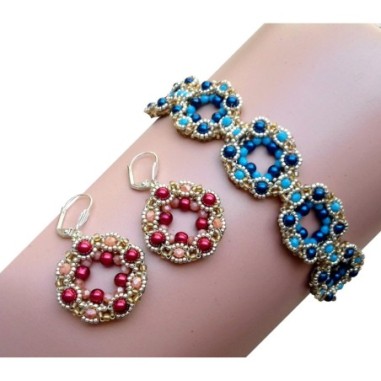 Beadwork Pattern for Bracelet and Earrings, Jewelry Making Guide , "Alma" PDF Beading Tutorial