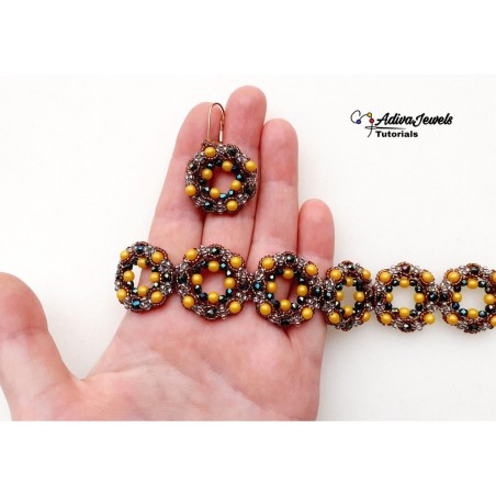 Beadwork Pattern for Bracelet and Earrings, Jewelry Making Guide , "Alma" PDF Beading Tutorial