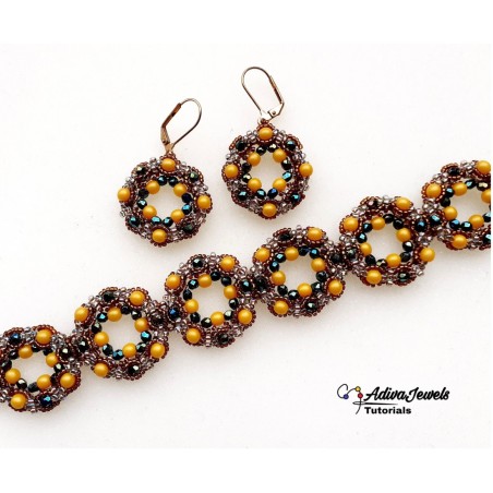 Beadwork Pattern for Bracelet and Earrings, Jewelry Making Guide , "Alma" PDF Beading Tutorial