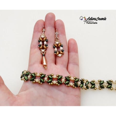 DIY Beaded Jewelry Tutorial, Bracelet and Earrings Beading Pattern, "Naty" PDF Beadwork Project