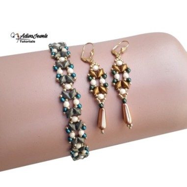 DIY Beaded Jewelry Tutorial, Bracelet and Earrings Beading Pattern, "Naty" PDF Beadwork Project