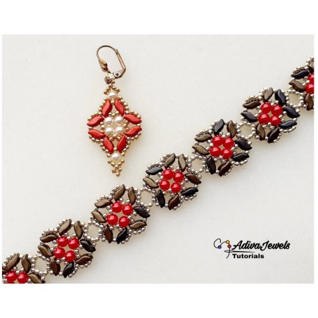 Beading Tutorial for Bracelet and Earrings, Handcrafted Jewelry Idea, "Celeste" PDF Beadwork Pattern
