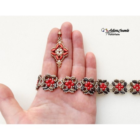 Beading Tutorial for Bracelet and Earrings, Handcrafted Jewelry Idea, "Celeste" PDF Beadwork Pattern