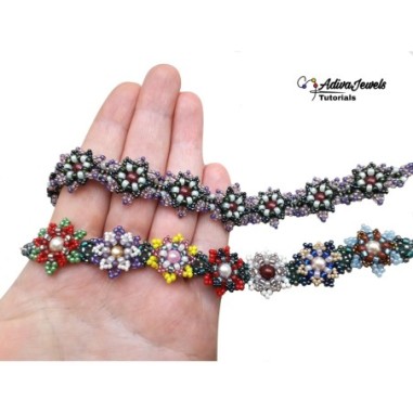 Seed Beads Pattern, DIY Beaded Floral Bracelet, Bead Weaving Design, "Flowers" PDF Beading Tutorial