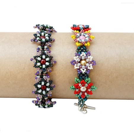 Seed Beads Pattern, DIY Beaded Floral Bracelet, Bead Weaving Design, "Flowers" PDF Beading Tutorial
