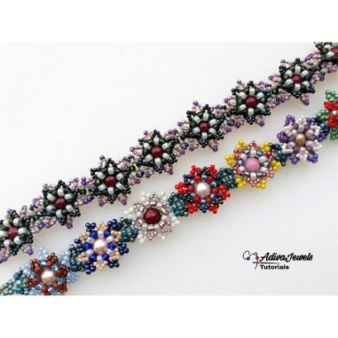 Seed Beads Pattern, DIY Beaded Floral Bracelet, Bead Weaving Design, "Flowers" PDF Beading Tutorial