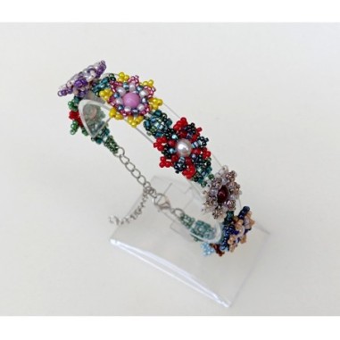 Seed Beads Pattern, DIY Beaded Floral Bracelet, Bead Weaving Design, "Flowers" PDF Beading Tutorial