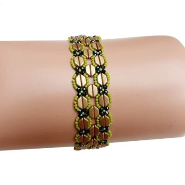 Tutorial for DIY Wide Beaded Bracelet with Tinos Beads, Jewelry Making Step by Step, "Wally" PDF Beadwork Pattern