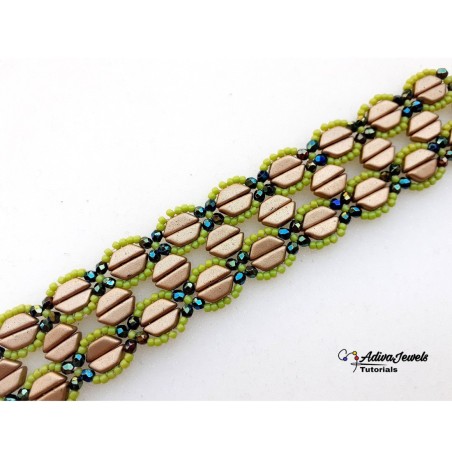 Tutorial for DIY Wide Beaded Bracelet with Tinos Beads, Jewelry Making Step by Step, "Wally" PDF Beadwork Pattern