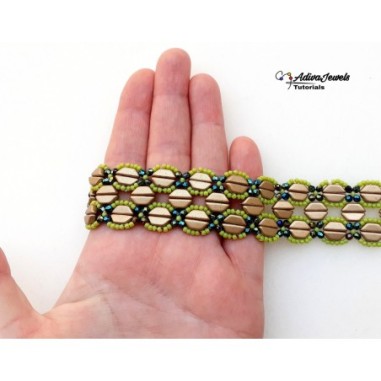 Tutorial for DIY Wide Beaded Bracelet with Tinos Beads, Jewelry Making Step by Step, "Wally" PDF Beadwork Pattern