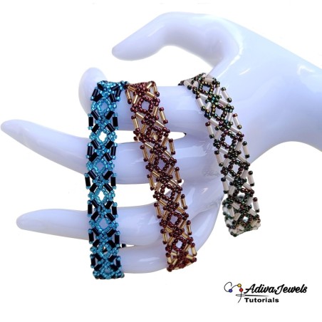 Beadwork Pattern for DIY Bracelet, Beading Project, "Telma" PDF Bead Weaving Tutorial