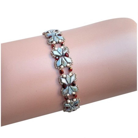 Beadwork Pattern for DIY Beaded Bracelet, Easy Beading Tutorial, "Lora" PDF Beadwork Guide