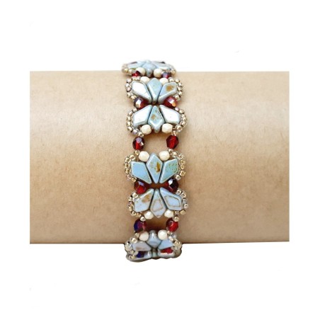 Beadwork Pattern for DIY Beaded Bracelet, Easy Beading Tutorial, "Lora" PDF Beadwork Guide