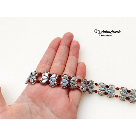 Beadwork Pattern for DIY Beaded Bracelet, Easy Beading Tutorial, "Lora" PDF Beadwork Guide