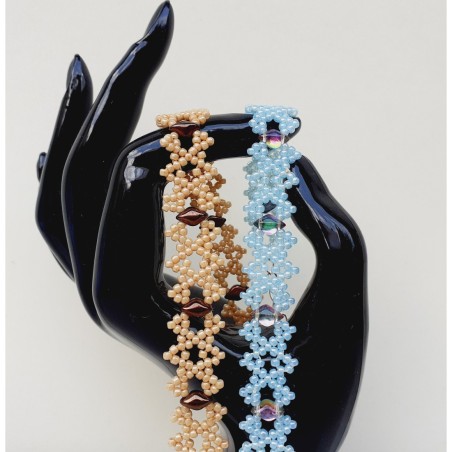 Beaded, Lacy, Narrow Bracelet DIY, Beadwork Design, "Enola" PDF Beading Tutorial