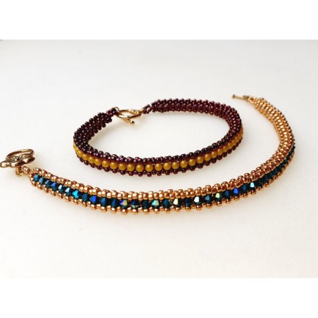 DIY Bracelet Pattern with Pearls or Crystals and Seed Beads, Beaded Jewelry Step by Step, "Loki" PDF Beadwork Tutorial