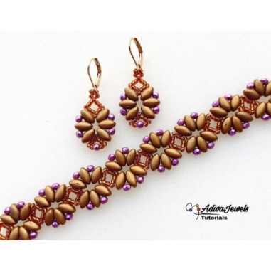 Beadwork Pattern for DIY Bracelet and Earrings, Beaded Jewelry Idea, "Moly" PDF Beading Tutorial