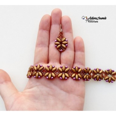 Beadwork Pattern for DIY Bracelet and Earrings, Beaded Jewelry Idea, "Moly" PDF Beading Tutorial